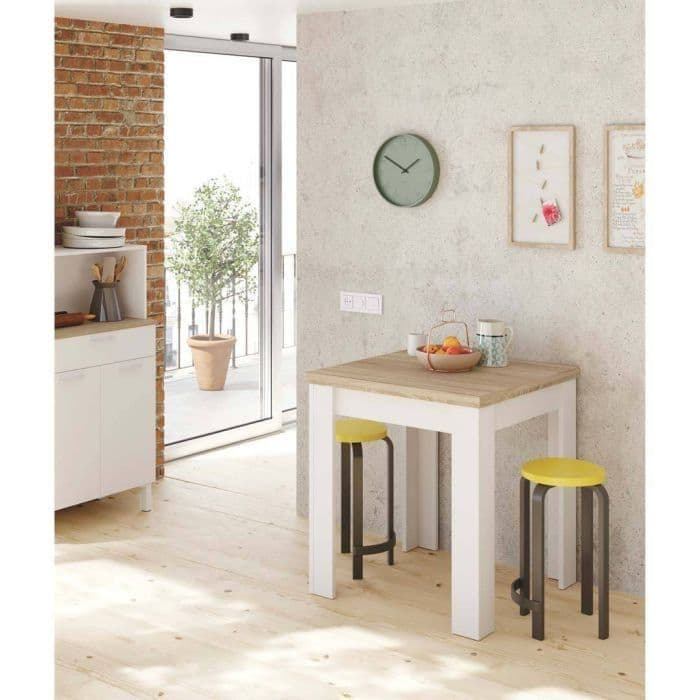 White & Light Oak Effect Small Extending Dining Table