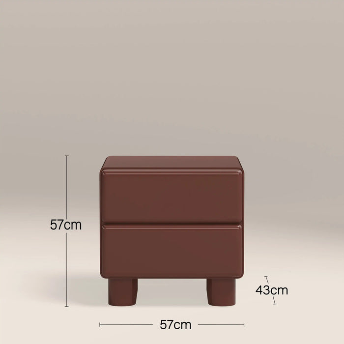 Roanne 2 Drawer Square Bedside Table High Gloss Burgundy