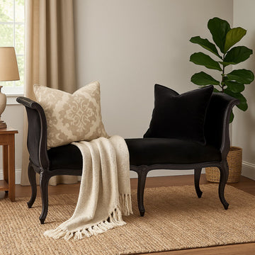 Rochelle Noir French Velvet Bench