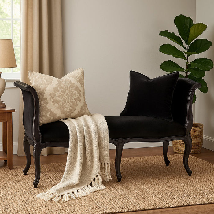 Rochelle Noir French Velvet Bench