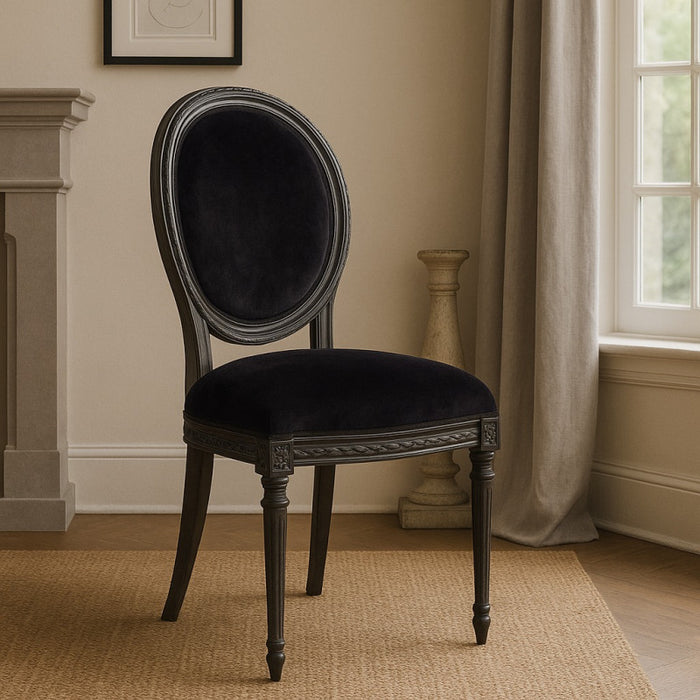 Rochelle Noir French Velvet Dining Chair