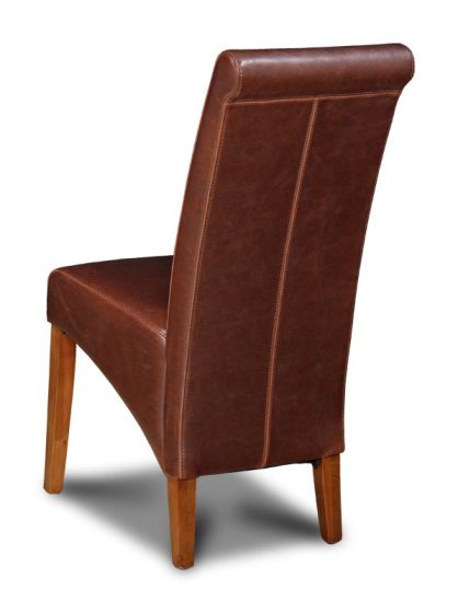 Acre & Artisan Antique Brown Leather Rollback Dining Chair