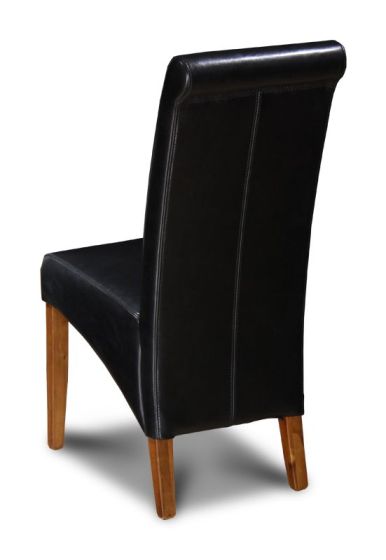 Acre & Artisan Black Leather Rollback Dining Chair
