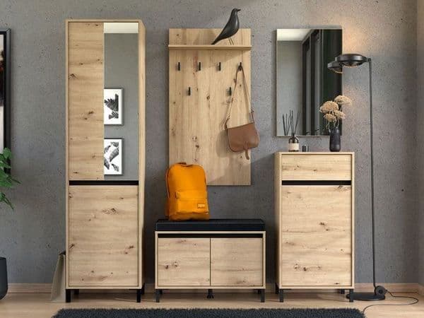 Artisan Oak Effect Slim Narrow Shallow Depth Hallway Wardrobe