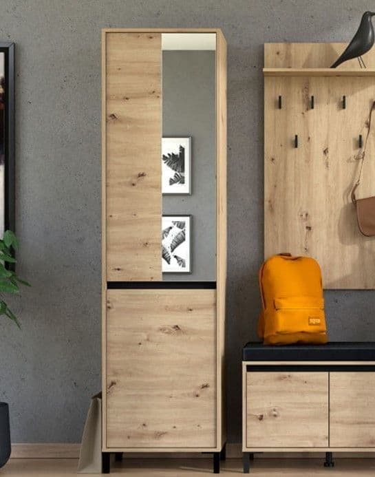 Artisan Oak Effect Slim Narrow Shallow Depth Hallway Wardrobe
