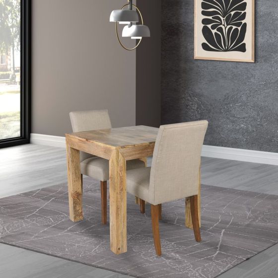 Acre & Artisan Light Solid Wood 80Cm Dining Table 2 Milan Fabric Chair