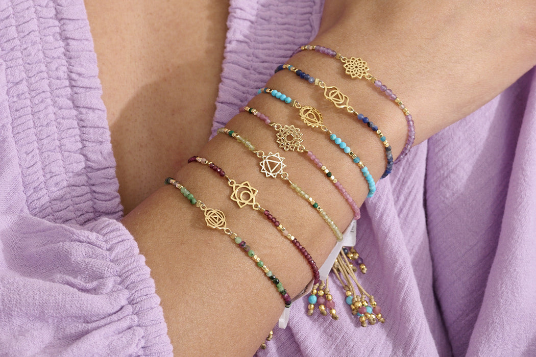 Blue Aventurine, Apatite & Gold Third Eye Chakra Bracelet