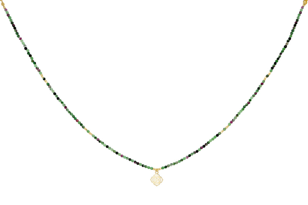 Ruby Zoisite Gold Root Chakra Necklace