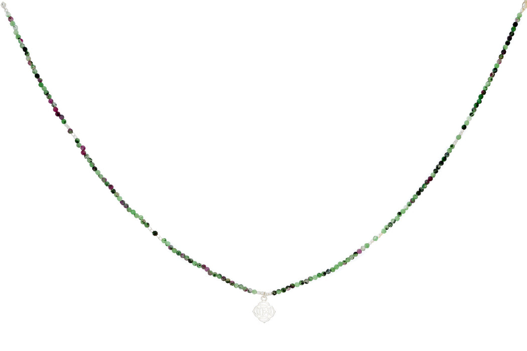 Ruby Zoisite Silver Root Chakra Necklace