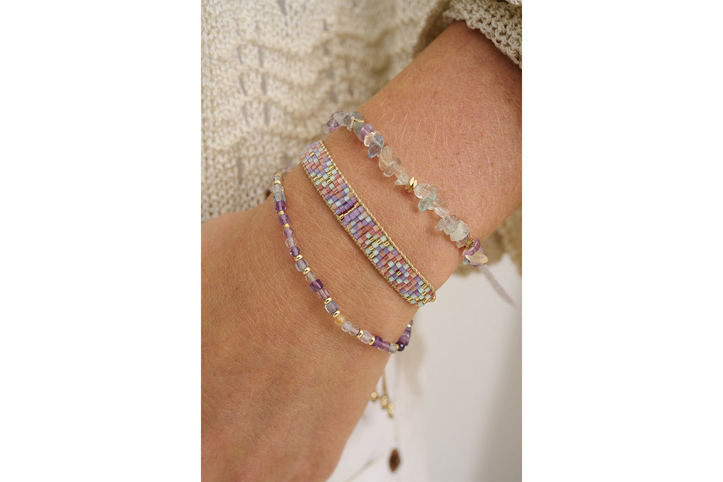 Saba Rainbow Fluorite & Gold Stacking Bracelet