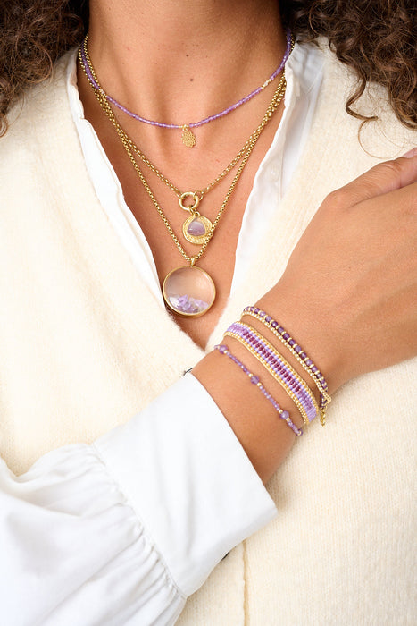 Safiya Gold & Purple Woven Friendship Bracelet