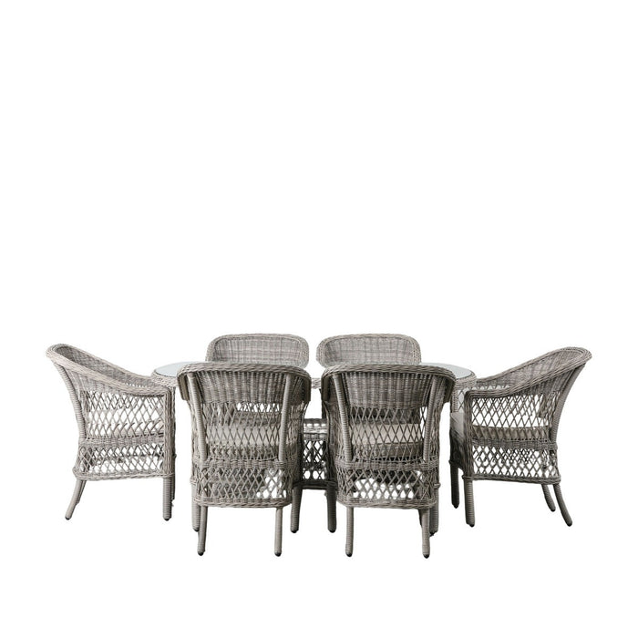 Saint-Tropez 6 Seater Oval Dining Set Stone Grey