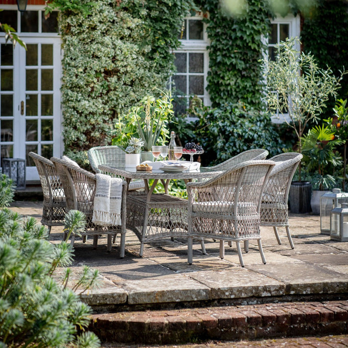 Saint-Tropez 6 Seater Oval Dining Set Stone Grey