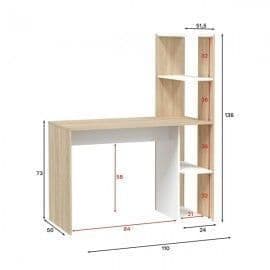 White & Oak Effect Desk With Bookcase