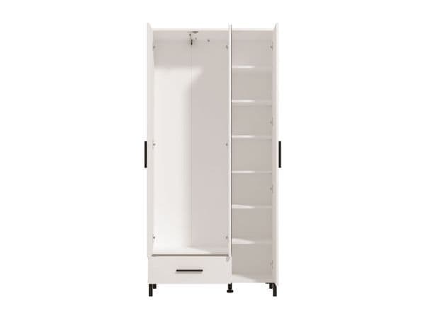 White 3-Door Tall Shallow Depth Hallway Mirrored Wardrobe