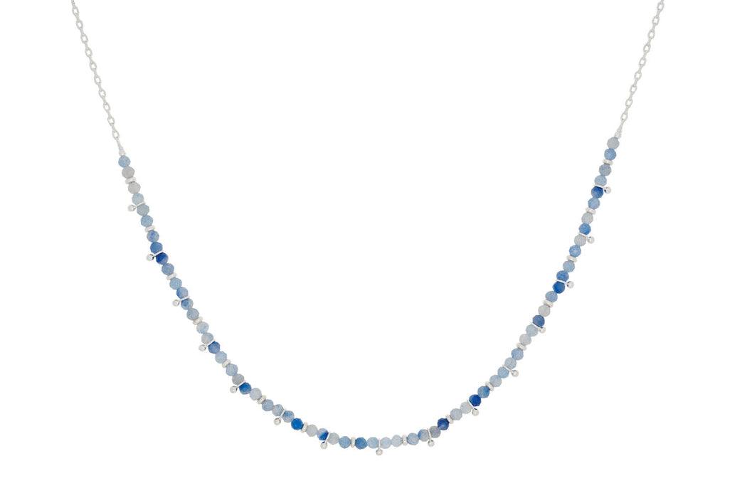 Salus Blue Aventurine Silver Beaded Necklace