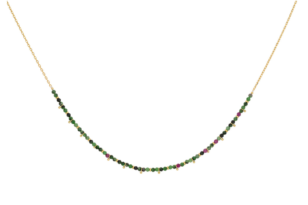 Salus Gold & Ruby Zoisite Gemstone Necklace