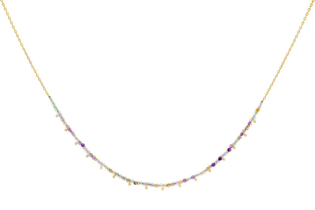 Salus Gold & Rainbow Fluorite Gemstone Necklace