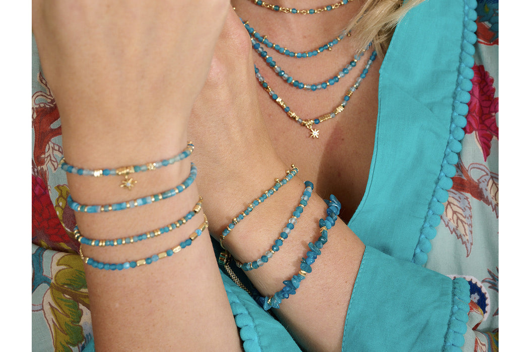 Sana Apatite & Gold Gemstone Stretch Bracelet