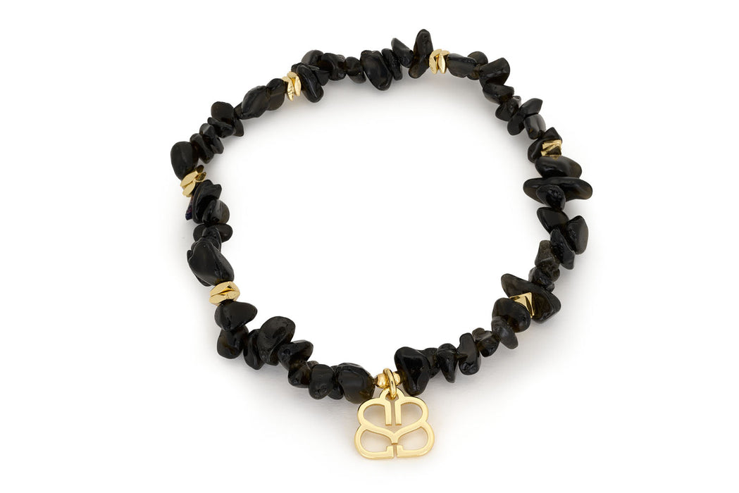 Tahiti Black Spinel Gold Bracelet Stack