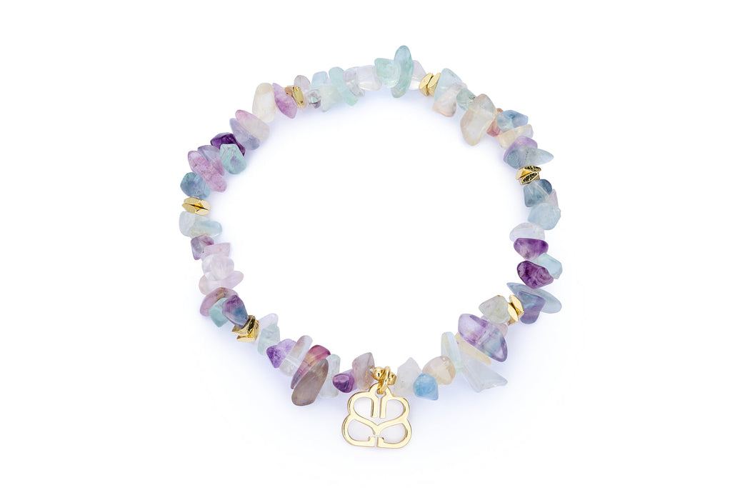 Sana Gold & Rainbow Fluorite Crystal Bracelet