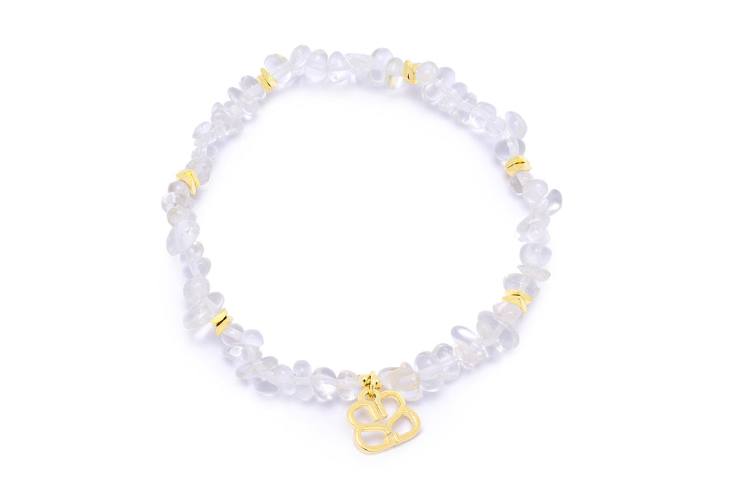 Sana Gold Stretch Beaded Rock Crystal Bracelet