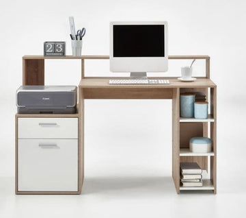 Amos Mann White and Oak Desk with Hutch