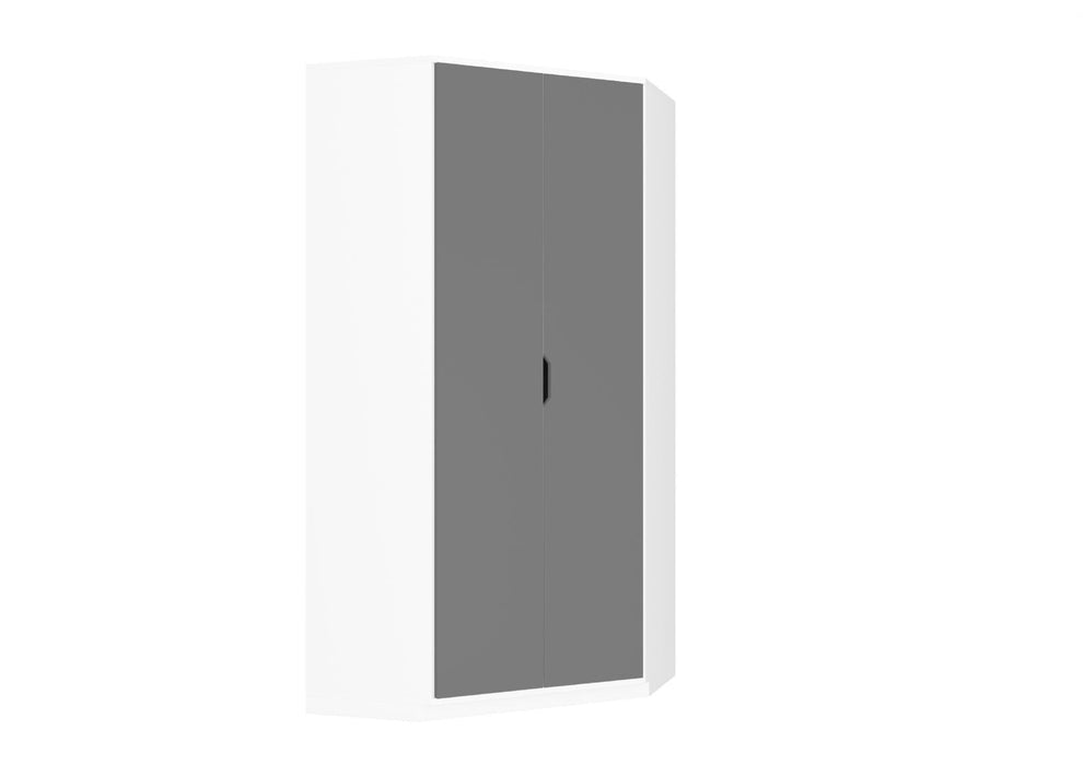 Santino High Gloss Grey And White Corner Wardrobe