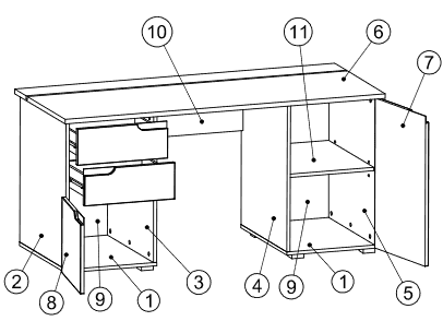 Large White Gloss Computer Desk S15