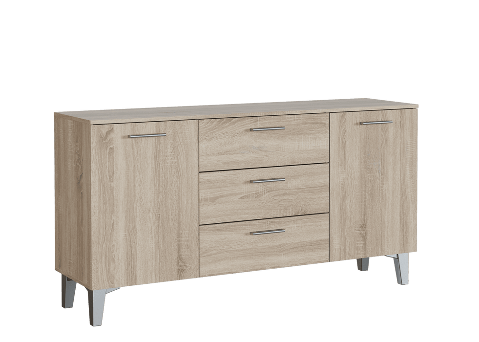Sonoma Oak Effect Large Wide 2-Door / 3-Drawer Sideboard