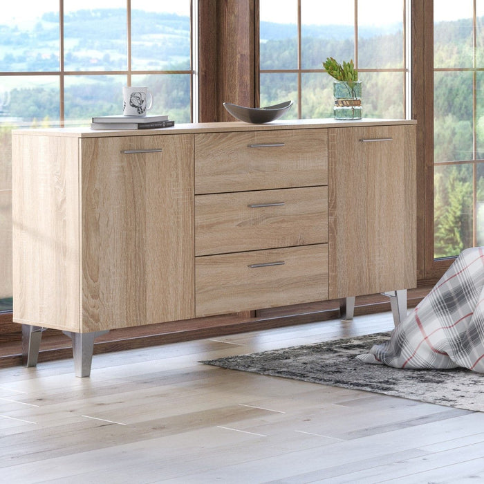 Sonoma Oak Effect Large Wide 2-Door / 3-Drawer Sideboard