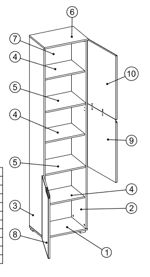 Tall Narrow Bookcase with White Gloss Doors S13