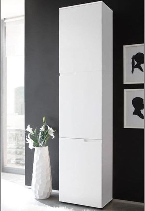 Tall Narrow Bookcase with White Gloss Doors S13
