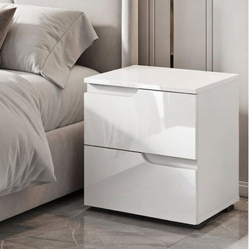 Amos Mann White Gloss 2 Drawer Bedside Table S32