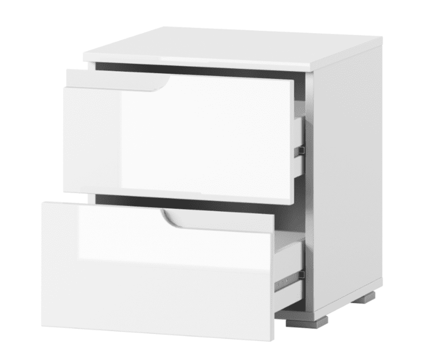 Santino White Gloss 2 Drawer Bedside Table S32