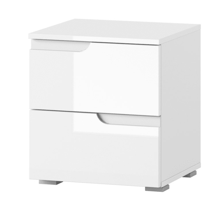 Santino White Gloss 2 Drawer Bedside Table S32