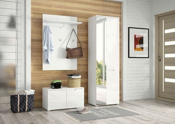 White Gloss Hallway Storage Cupboard S18
