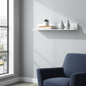 Amos Mann White Gloss Long Floating Wall Shelf S24