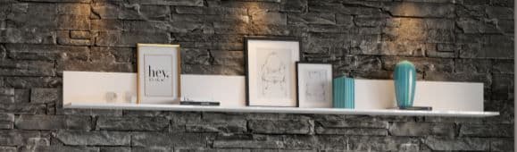 Santino White Gloss Long Floating Wall Shelf S24