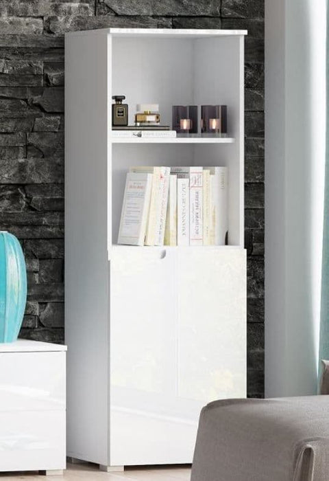 Santino White Gloss Short Narrow Bookcase S10