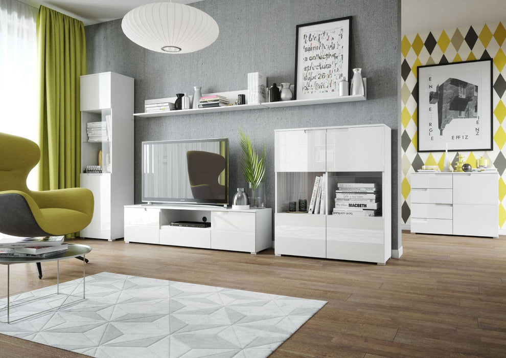 White Gloss Tall 1 Glass Door Display Unit S25