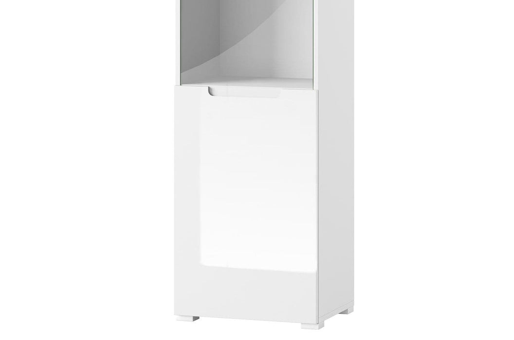 White Gloss Tall 1 Glass Door Display Unit S25