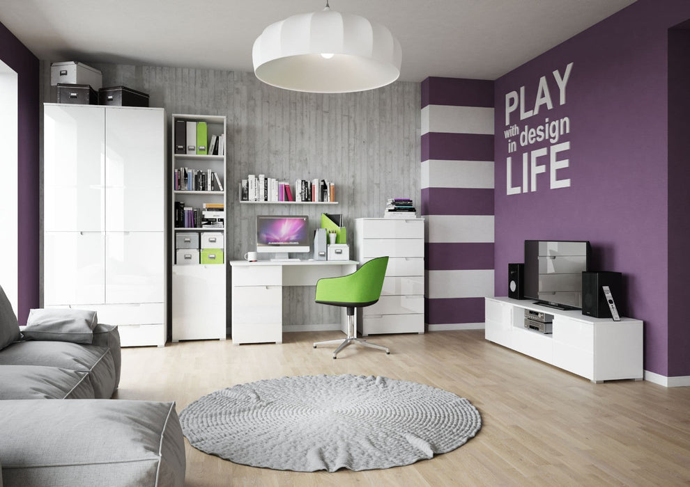 Santino White High Gloss 2 Door 2 Drawer Wardrobe S28