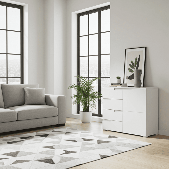 White High Gloss Narrow Sideboard S5