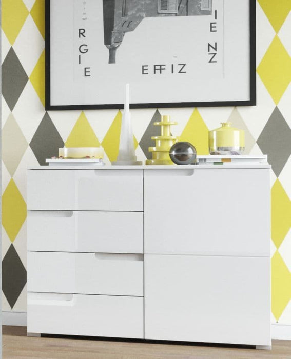 White High Gloss Narrow Sideboard S5