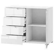 White High Gloss Narrow Sideboard S5