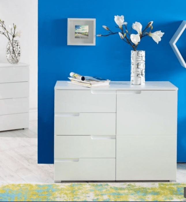 White High Gloss Narrow Sideboard S5