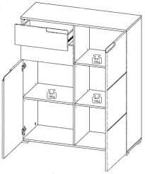 Santino White High Gloss Tall 2 Door Sideboard S7