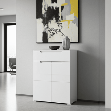 Amos Mann White High Gloss Tall Sideboard S19