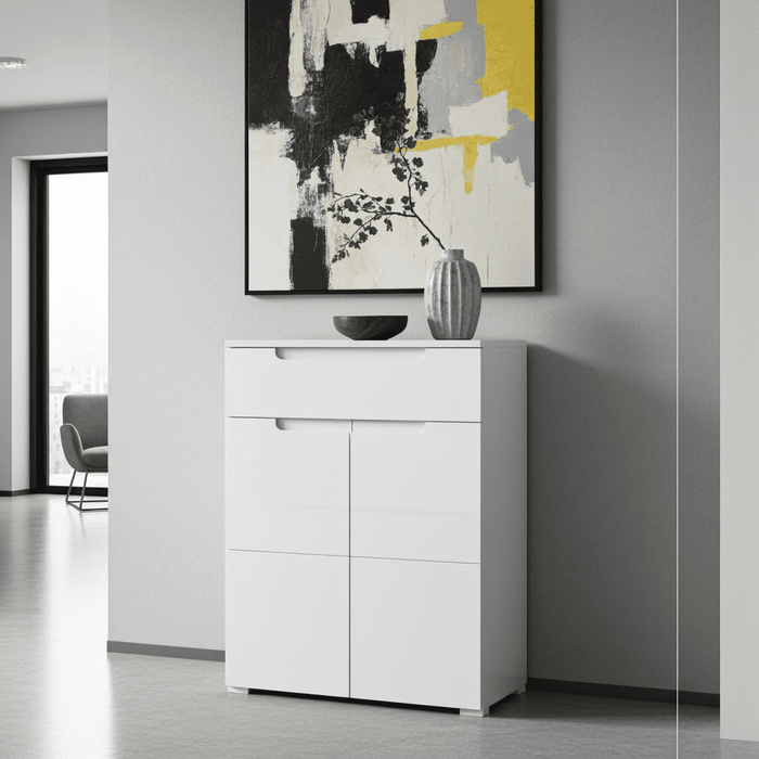 White High Gloss Tall Sideboard S19